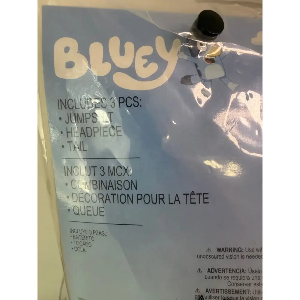 Bluey Toddler 2 Costume 2T-3T Halloween Jumpsuit Headpiece Tail NEW